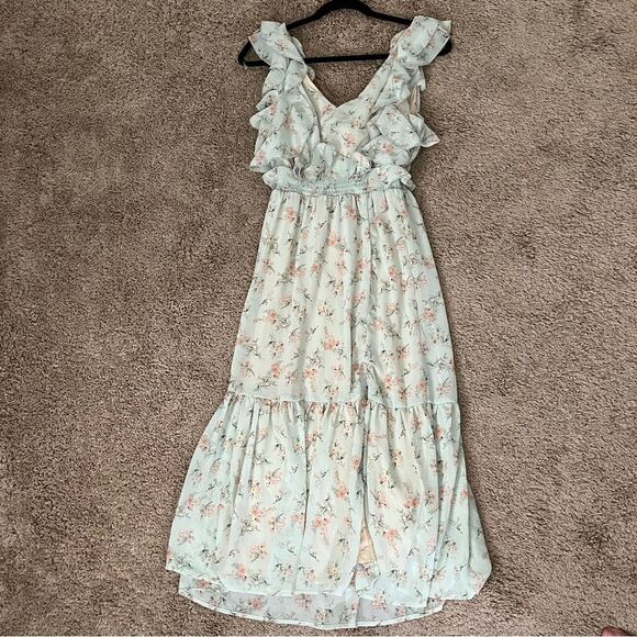 Black Tape Floral Midi Dress - Mint Green Size Medium - Picture 2 of 6